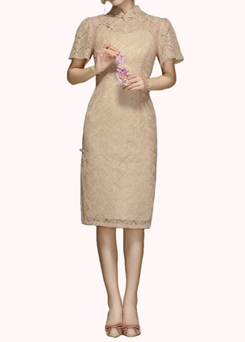 Bell Sleeves Lace Cheongsam