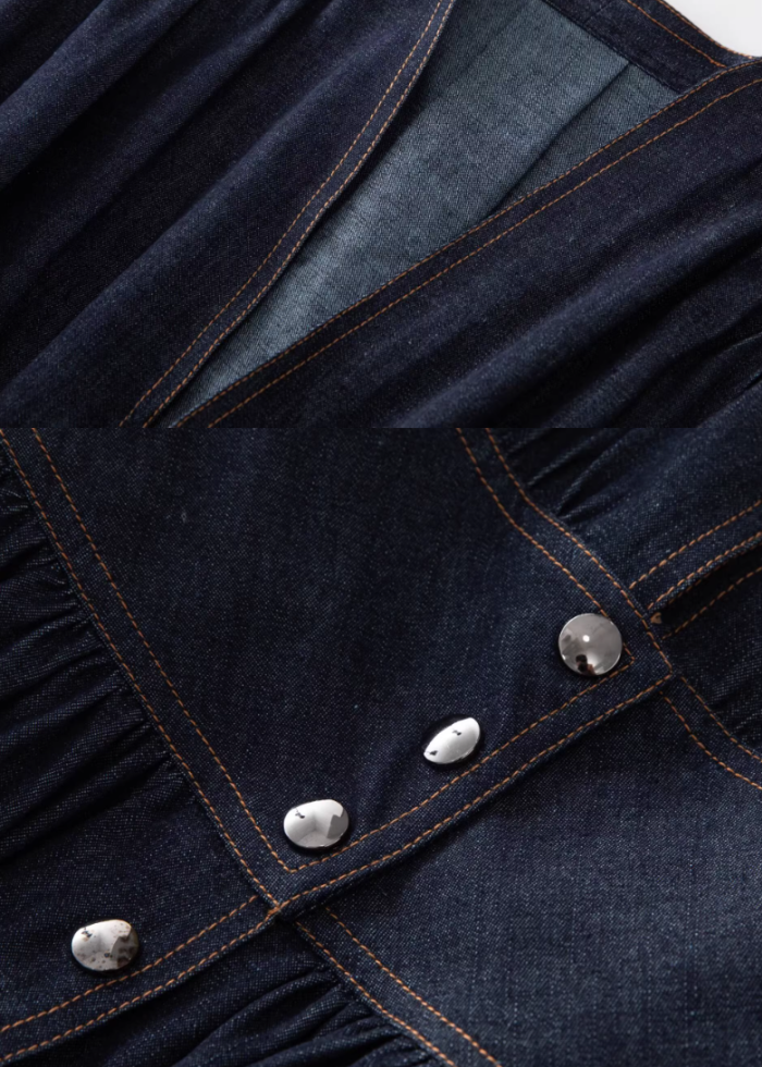 Denim Raglan Sleeves Flare Dress