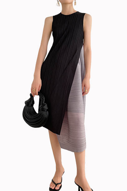 Sleeveless Pleats Please Asymmetrical Dress