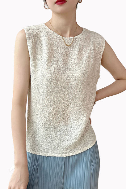 Pleats Please Sleeveless Crinkled Top