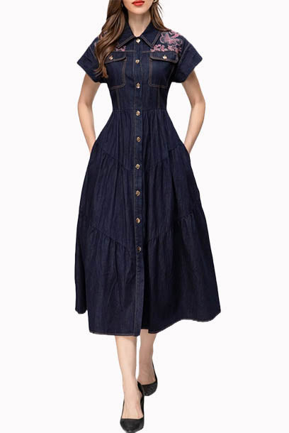 Raglan Sleeves Denim Dress