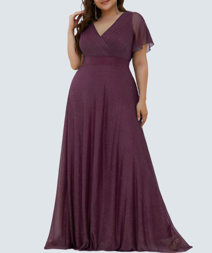 Plus Size Bell Sleeves Evening Gown