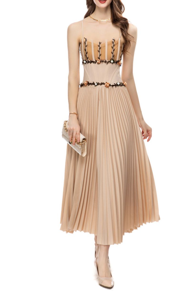 3D Floral Midi Dress