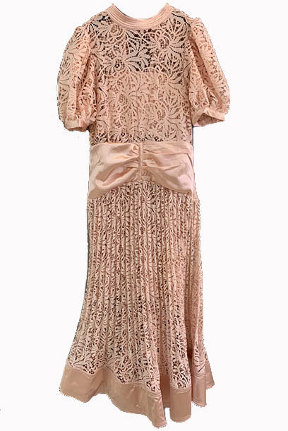 Balloon Sleeves Floral Lace Maxi Dress