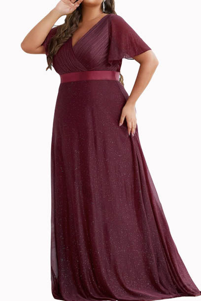 Plus Size Bell Sleeves Evening Gown