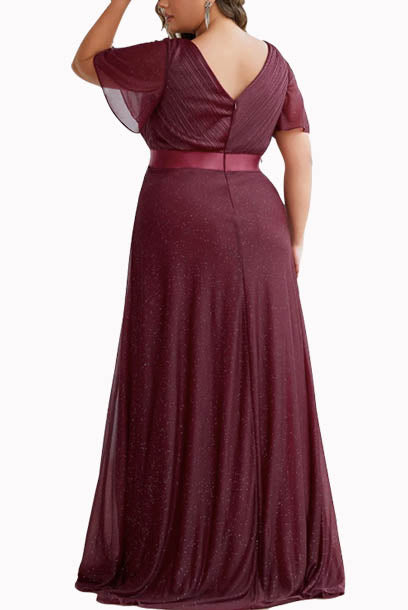 Plus Size Bell Sleeves Evening Gown