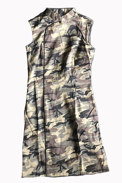 Sleeveless Camouflage Cheongsam Qipao