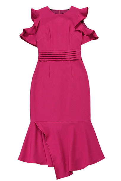Cold Shoulders Asymmetrical Hem Dress