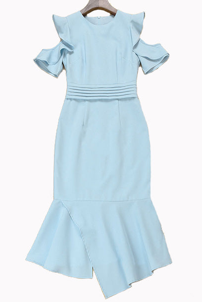Cold Shoulders Asymmetrical Hem Dress