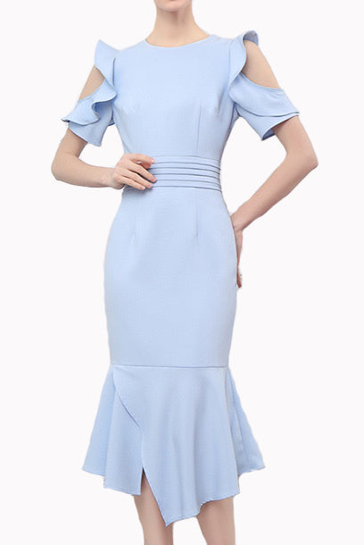 Cold Shoulders Asymmetrical Hem Dress