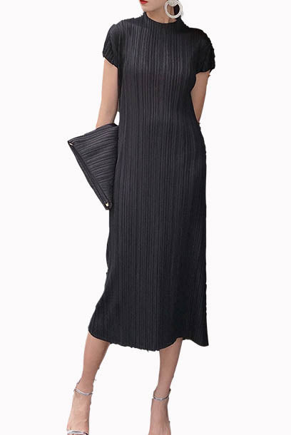 Pleats Please Short Sleeves Midi Dress