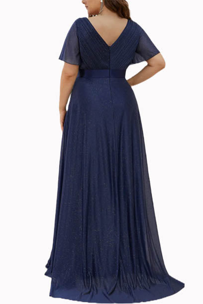 Plus Size Bell Sleeves Evening Gown