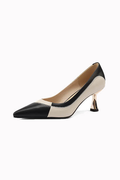 Pointed Monochrome Leather Heel Pumps.jpg