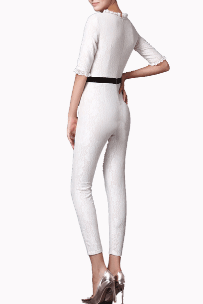 Elbow Sleeves Lace Playsuit Jumpsuit