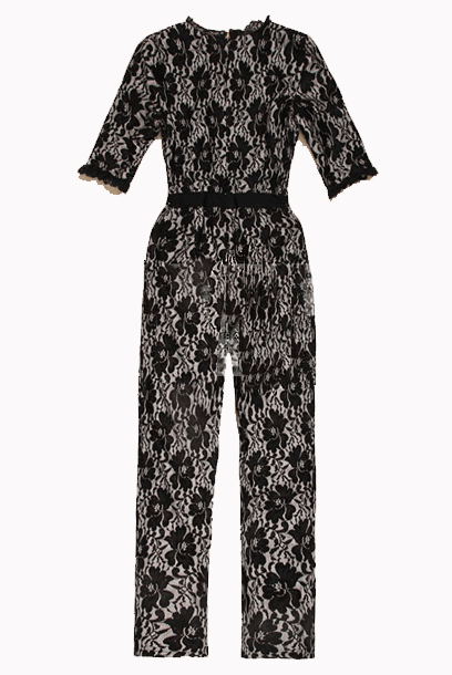 Elbow Sleeves Lace Playsuit Jumpsuit