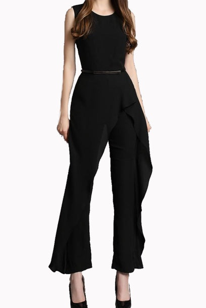 Sleeveless Asymmetrical Ruffled Playsuit Jumpsuit