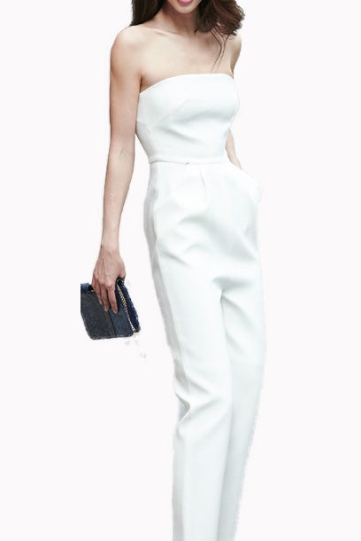 Strapless White Tapered Playsuit