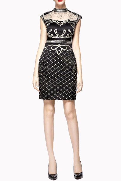 Gatsby Gold Embroidered Sheath Dress