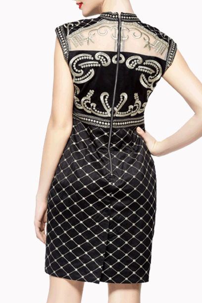 Gatsby Gold Embroidered Sheath Dress