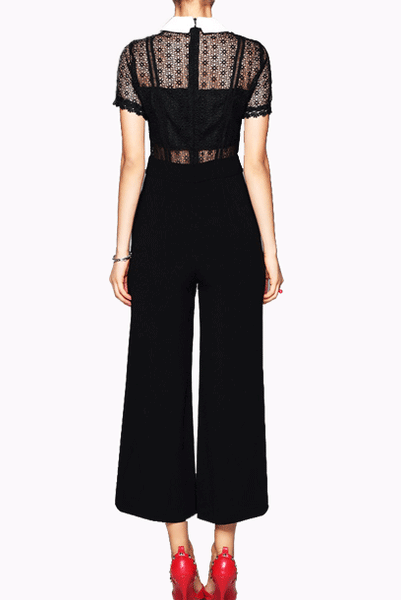 Short Sleeves Lace Panel Playsuit