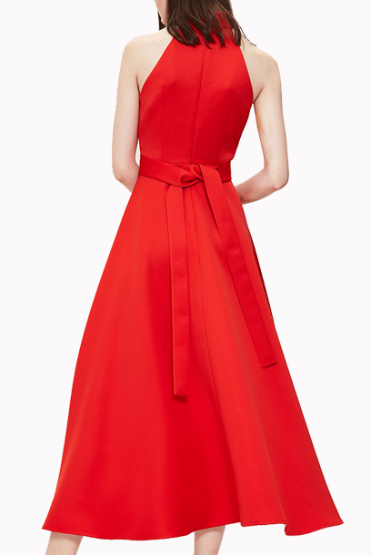 Red Halter Neck Fit & Flare Cocktail Dress