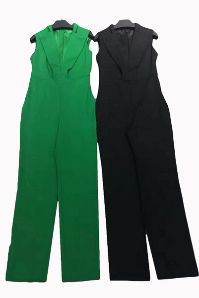 Black Stretch Cady Peaked-Lapel Playsuit Jumpsuit