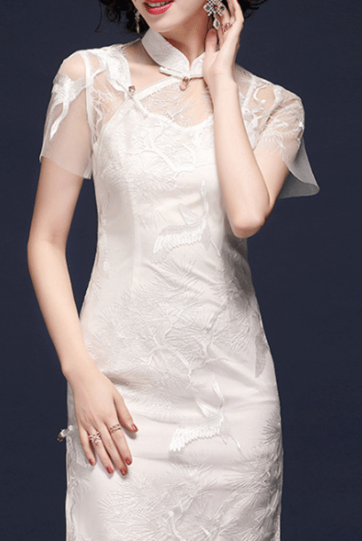 White 2025 lace cheongsam