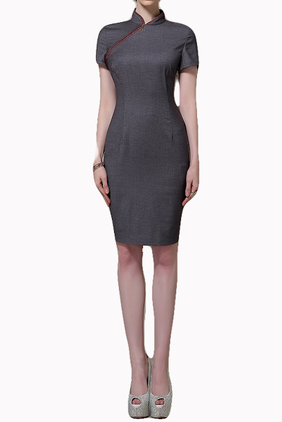 Short Sleeves McQueen Modern Cheongsam with Zip Details