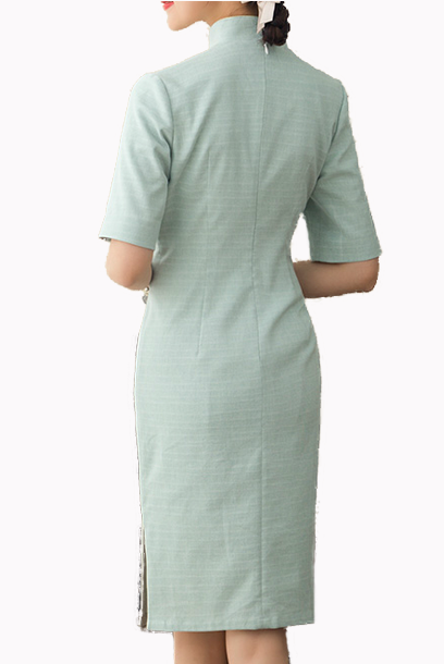 Short Sleeves Pink Cheongsam Qipao