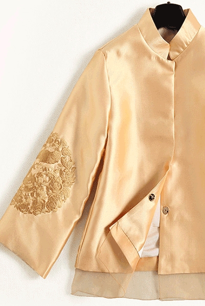 Embroidered Gold Cheongsam Qipao Tang Jacket Top