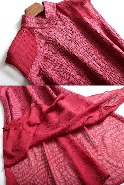 Cap Sleeves Pleats Please Cheongsam Qipao Dress