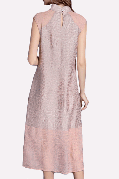 Cap Sleeves Pleats Please Cheongsam Qipao Dress