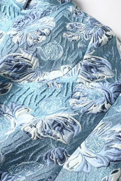 Elbow Sleeves Floral Jacquard Skater Cheongsam