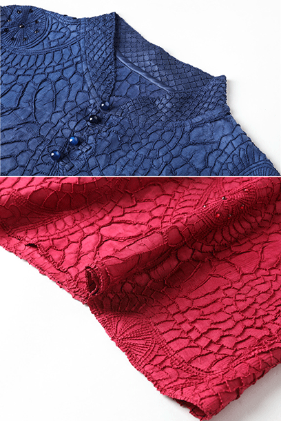 3/4 Sleeves Pleats Please Cheongsam Dress