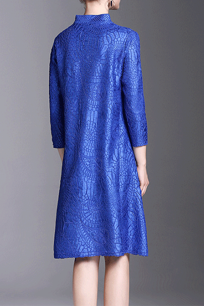 3/4 Sleeves Pleats Please Cheongsam Dress