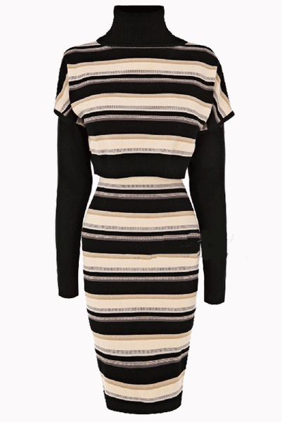 2-Piece Long Sleeves Knitted Dress with Pullover
