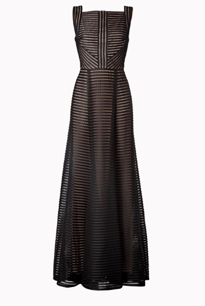 Fantasy Mesh Nude Black Elie Evening Gown