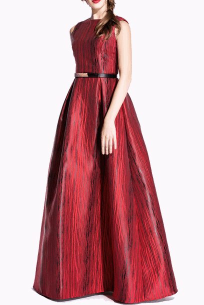 Sleeveless Red Theatric Ball Evening Gown