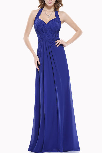 Halter Neck Royal Blue Evening Gown  Frockalicious