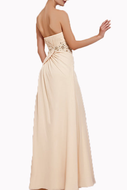 Strapless Sequin Champagne Gold Evening Gown