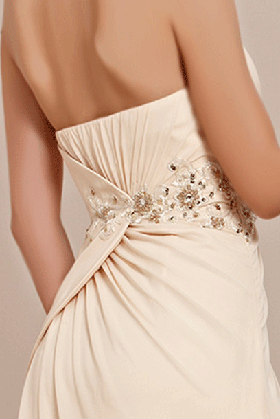 Strapless Sequin Champagne Gold Evening Gown