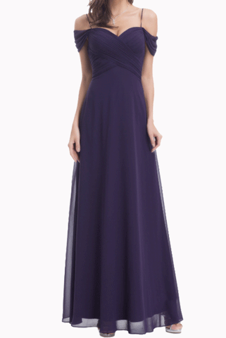 Off the Shoulder Purple Evening Gown