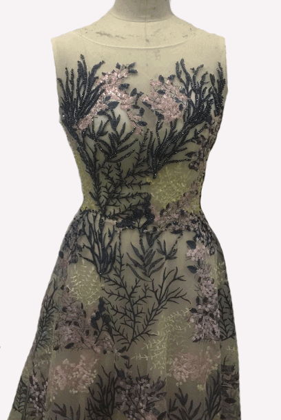 Sleeveless Floral Lace Embroidered Evening Gown