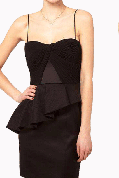 KM Thin Straps Peplum Pencil Cocktail Dress