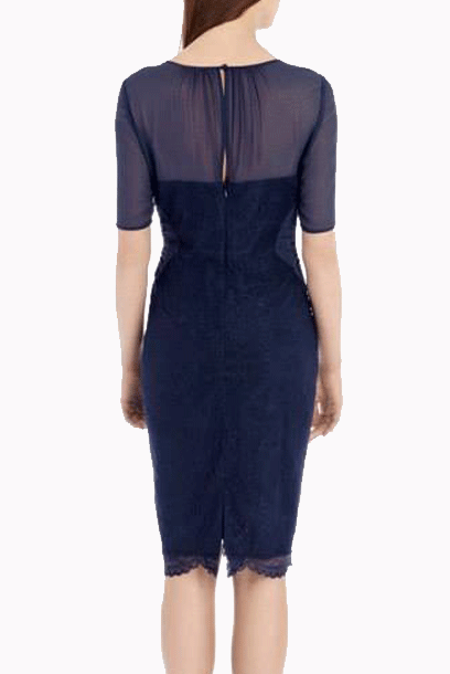 Short Sleeves Lace Pencil Work Office Dress