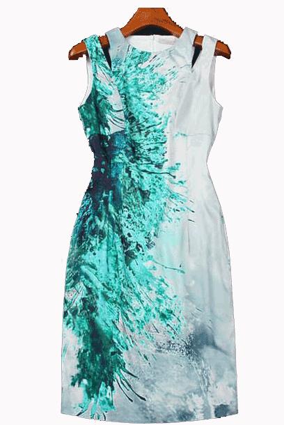 Sleeveless Cutout Coloursplash Pencil Dress