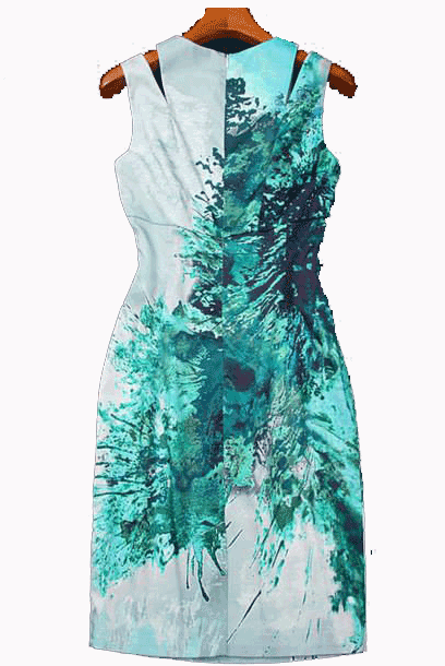 Sleeveless Cutout Coloursplash Pencil Dress