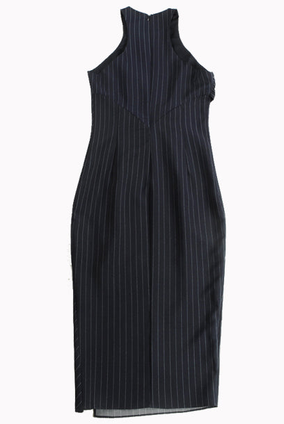 Halter Neck Pinstripes Pencil Dress