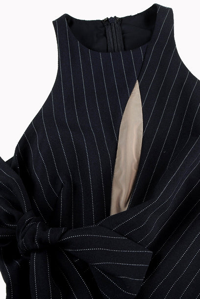 Halter Neck Pinstripes Pencil Dress