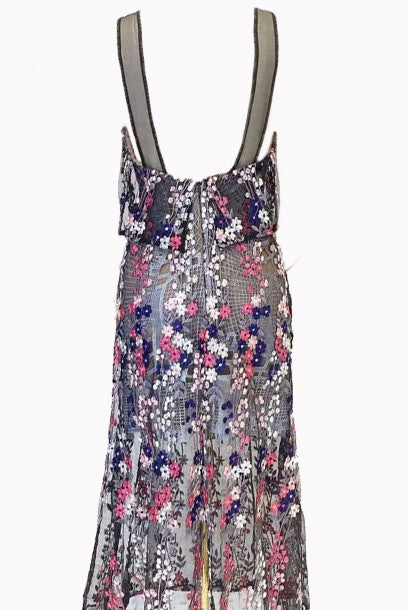 Floral Embroidered Lace Midi Dress